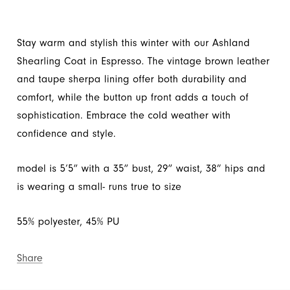 New! Ashland Shearling Coat-Espresso/faux leather jacket - Picture 6 of 7